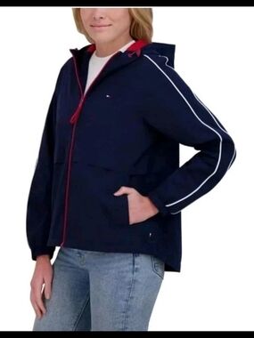 Tommy Hilfiger Women'sNavy Hooded Rain Jacket